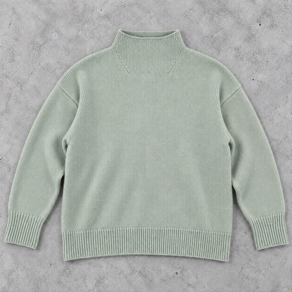 Vince Plush Cashmere Funnel Neck Sweater Aloe Mint Green S Pullover Slouchy Cozy